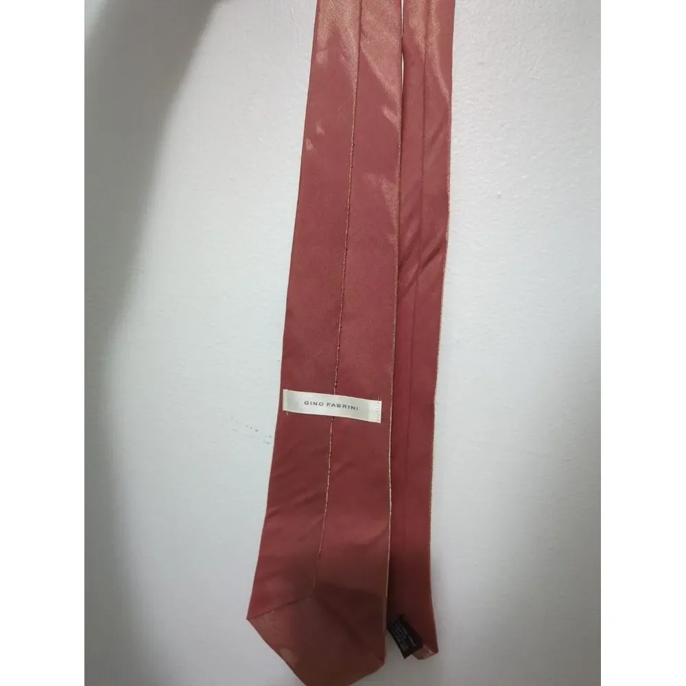 Gino Fabrini Mens Rust Orange Shimmer Solid‎ Necktie Rayon Blend Formal Tie